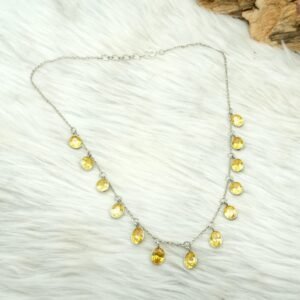 Natural Genuine Citrine Necklace In 925 Sterling Silver For Girl And Women Anniversary Gift NL0167-GS