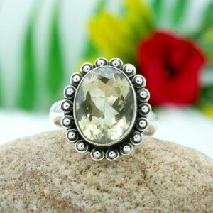 Natural Lemon Topaz Vintage Ring in 925 Sterling Silver Natural Topaz Gemstone Silver Jewelry Ring R0222-GS