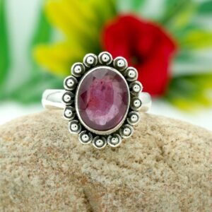 Natural Vintage Ruby Ring in 925 Sterling Silver Natural Ruby Oval Gemstone Silver Jewelry Ring R0221-GS