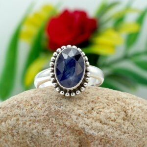 Natural Blue Sapphire Vintage Ring in 925 Sterling Silver, Sapphire Gemstone Ring, Silver Gemstone Jewelry R0219-GS