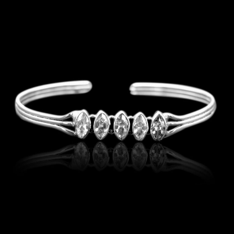 Zircon Gemstone Bangle Bracelet, Silver jewelry,925 Sterling Silver Bangle, Handmade Bangle, Zircon Gemstone Silver Bangle Bracelet B0041-GS