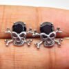925 Sterling Silver Punk Studs Black Onyx Gemstone Earring Studs Silver Onyx Earring Studs Jewelry E0852-GS