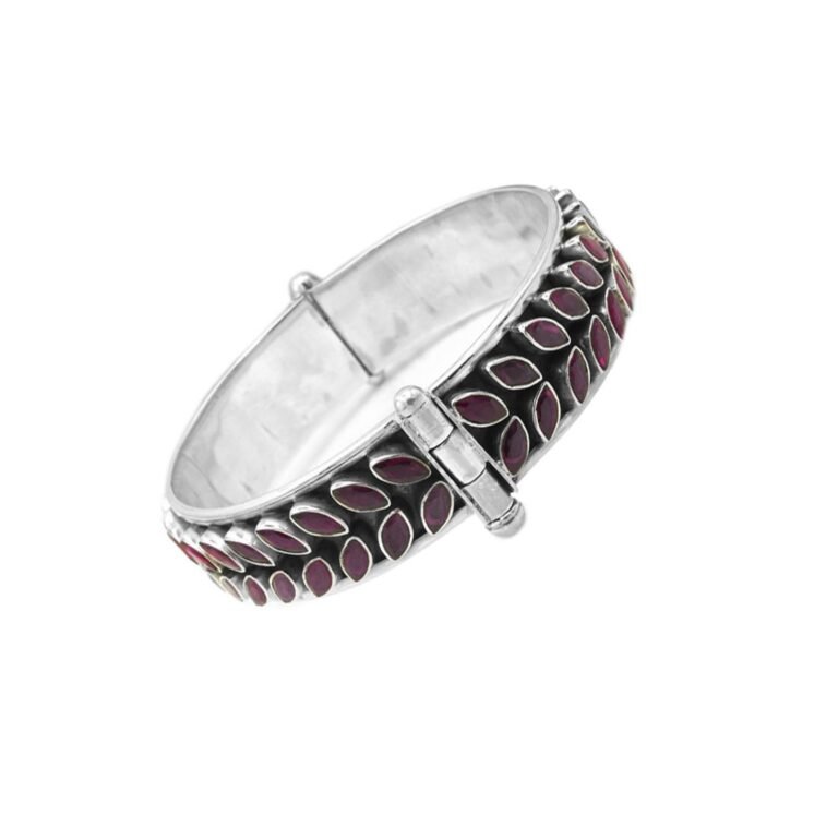 Natural Ruby Gemstone Bangle, Silver jewelry,925 Sterling Silver Bangle, Gift, Handmade Bangle, ruby handmade bangle Adjustable Bangle B0035-GS