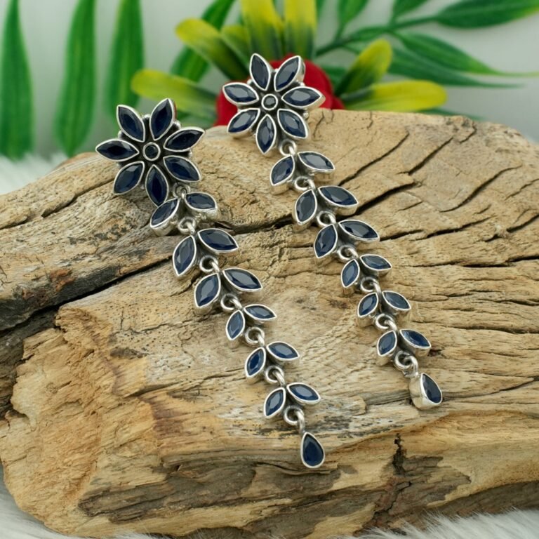 Blue Onyx Earring Stud, 925 Sterling Silver Earring Stud For Girl And Women ,Wedding Gift, Handmade earring, Gift for her E0496-GS