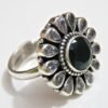 Natural Green Onyx , cubic zirconia Ring-925 Sterling Silver Jewelry, Wedding Ring , Adjustable Ring , Handmade Ring , Gift For Her R0173-GS