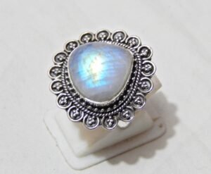 Natural Moonstone Ring for Women ,Sterling Silver Rings, Birthday Gift for Best Friend ,Ring Moonstone Rainbow R0269-GS