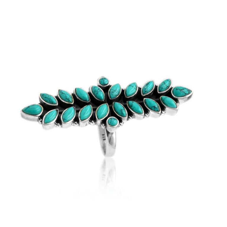 Natural Turquoise Ring, Sterling Silver Ring for Women, Statement Ring with Stone, Gemstone Bohemian Jewelry, Natural Turquoise Ring R0132-GS