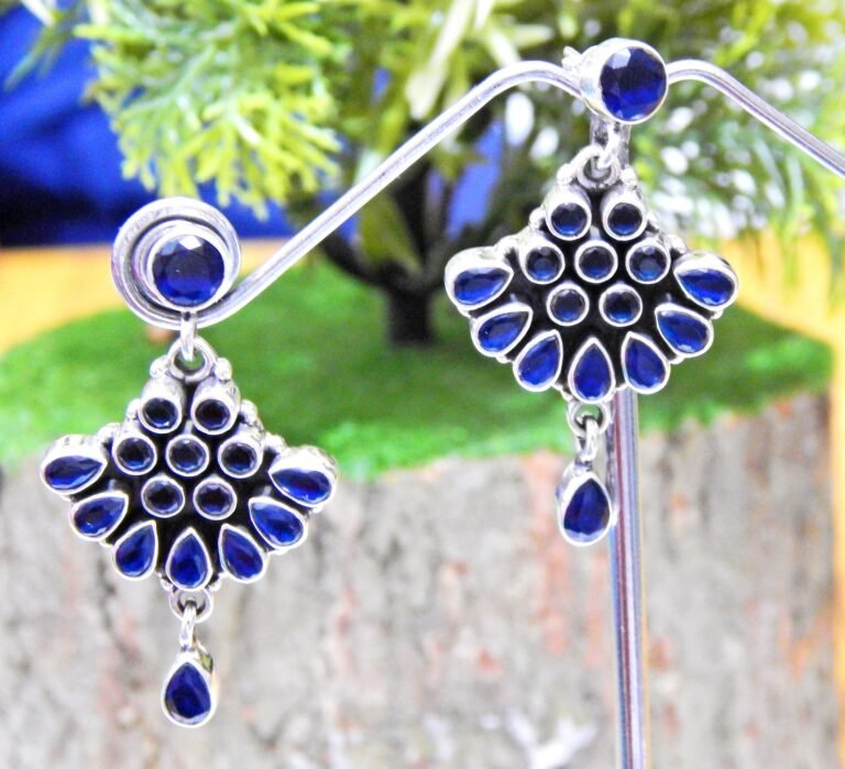 Blue Onyx Earring Stud ,925 Sterling Silver Earring Stud, Gift, Handmade Earring, Gemstone Blue Onyx, Earring Stud women earring stud E0266-GS