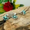 Natural Turquoise Gemstone Floral Earring & Pendant Set in 925 Sterling Silver Gemstone Earring And Pendant With Silver Chain Jewelry NS0024-GS