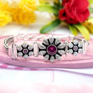 Natural Cubic zirconia Ruby Bracelet-925 Sterling Silver Jewelry With Gemstone Cubic Bracelet- For Girls & Women handmade bracelet BR0056-GS