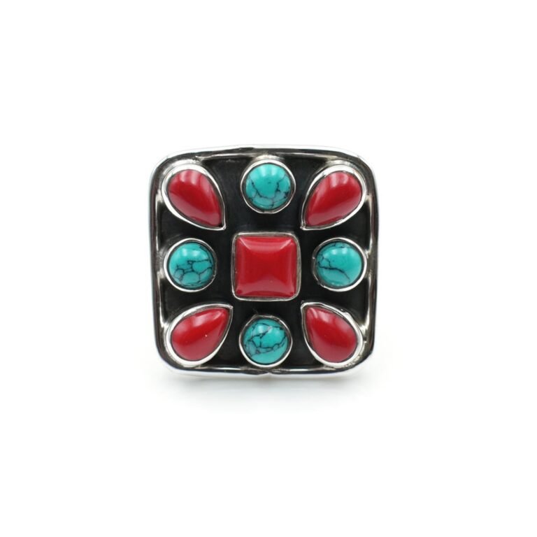 Natural Turquoise Coral Ring in 925 Sterling Silver, Vintage Jewelry ,Floral Jewelry, 925 Silver Ring, Turquoise ring, Handmade Ring, Gift R0041-GS