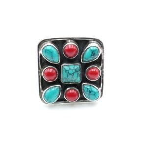Natural Turquoise Coral Ring in 925 Sterling Silver, Vintage Jewelry ,Floral Jewelry, 925 Silver Ring, Turquoise ring, Handmade Ring, Gift R0040-GS