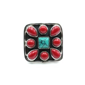 Natural Turquoise Coral Ring in 925 Sterling Silver, Vintage Jewelry ,Floral Jewelry, 925 Silver Ring, Turquoise ring, Handmade Ring, Gift R0045-GS