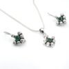 Natural Multi Gemstone Floral Earring Stud & Pendant Set in 925 Sterling Silver Gemstone Studs Earring And Pendant With Silver Chain Jewelry NS0014-GS