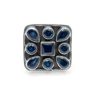Blue onyx ring 925 sterling silver ring gemstone jewelry handmade ring women ring gift for her gemstone ring adjustable ring R0036-GS