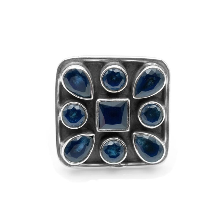 Blue onyx ring 925 sterling silver ring gemstone jewelry handmade ring women ring gift for her gemstone ring adjustable ring R0036-GS