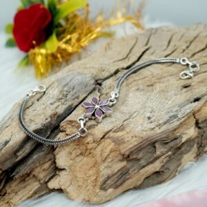 Natural Ruby Floral Bracelet 925 Sterling Silver Natural Gemstone Adjustable Bracelet Jewelry Anniversary Gift For Her BR0034-GS