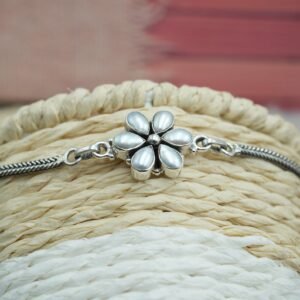 Natural Freshwater Pearl Floral Bracelet 925 Sterling Silver White Pearl Adjustable Bracelet Jewelry Anniversary Gift For Her BR0040-GS