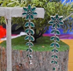 Natural green onyx Earring stud 925 sterling silver jewelry Green onyx gemstone handmade earring stud gift for her oxidized jewelry E0076-GS