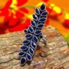 Natural Blue Sapphire Gemstone Long Ring 925 Sterling Silver Multi Gemstone Wedding Ring Anniversary Gift For Her R0181-GS