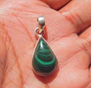 Malachite Pendant-925 Sterling Silver Jewelry- Gemstone Malachite Cabochon Handmade- For Girls & Women Gift Pendant P0022-GS