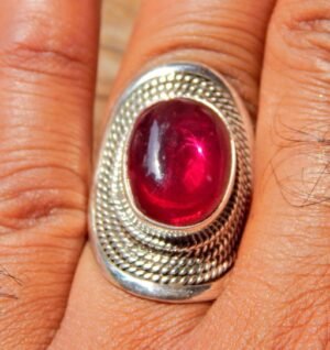 Ruby Ring-925 Sterling Silver-Jewelry Ring-Gemstone Ring-Ruby Jewelry-Handmade- Cabochon ring R0210-GS