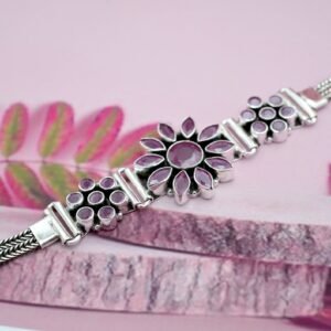 Natural Ruby Bracelet-925 Sterling Silver Jewelry With Gemstone Cubic Bracelet- For Girls & Women handmade bracelet gift for her BR0054-GS