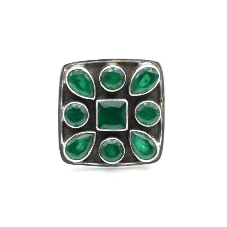 green onyx ring 925 sterling silver ring gemstone jewelry handmade ring women ring gift for her gemstone ring adjustable ring R0054-GS