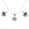 Natural Multi Gemstone Floral Earring Stud & Pendant Set in 925 Sterling Silver Gemstone Studs Earring And Pendant With Silver Chain Jewelry NS0012-GS