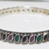 Natural Genuine Ruby Emerald Sapphire Bangle 925 Sterling Silver Bangle Kadas Gift For Her Handmade Multi Gemstones Bangle B0036-GS