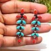 Turquoise Coral Earring stud 925 Sterling Silver Earring Gift Handmade Earring Turquoise Coral Earring gift for her E0935-GS