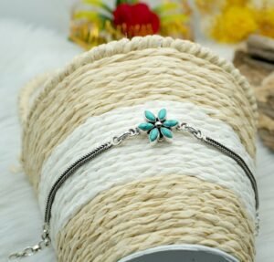 Natural Turquoise Floral Bracelet in 925 Sterling Silver Natural Gemstone Bracelet Jewelry Anniversary Gift For Her BR0045-GS