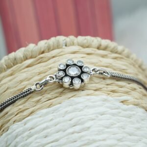 Natural Cubic Zirconia Floral Bracelet 925 Sterling Silver CZ Gemstone Adjustable Bracelet Anniversary Gift For Her BR0037-GS