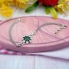 Natural Green Onyx Floral Bracelet 925 Sterling Silver CZ Gemstone Adjustable Wedding Bracelet Anniversary Gift For Her BR0035-GS