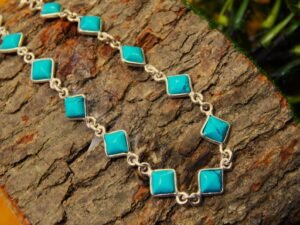 Turquoise Bracelet , Sterling 925 Silver Bracelet , Wedding Bracelet , Gift For Her Blue Bracelet , Minimalist Bracelet , Dainty Bracelet BR0006-GS