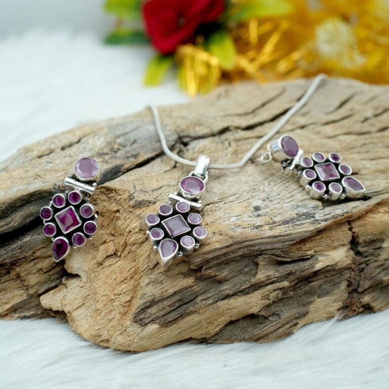 Ruby earring Set Pendent Earring 925 Sterling Silver Jewelry Wedding Jewelry, Floral Jewelry Handmade Jewelry Gift Items handmade earring NS0009-GS