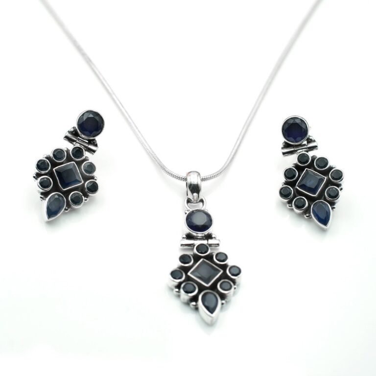 Blue onyx earring Set Pendent Earring 925 Sterling Silver Jewelry Wedding Jewelry Floral Jewelry Handmade Jewelry Gift Item handmade earring NS0008-GS