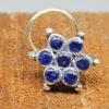 Natural Sapphire Nose Stud In 925 Sterling Silver | Silver Nose Ring | Nose Stud | Sapphire Nose Ring | Round Nose Stud | Flower Nose Stud NR0001-GS