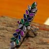 Natural Multi Gemstones Long Finger Ring 925 Sterling Silver Women Jewelry Traditional Silver Ring Anniversary Gift For Her R0356-GS