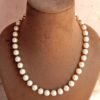 Natural White Fresh water pearl Garnet necklace- 925 Silver Necklace - Round Beaded Necklace- silver jewelry necklace Gift For Her NL0099-GS