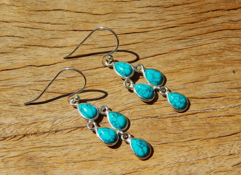Turquoise Simple Handmade Earring 952 Sterling Silver Earring, Minimalist Jewelry , Avery Day Earring, Gift For Her E0960-GS