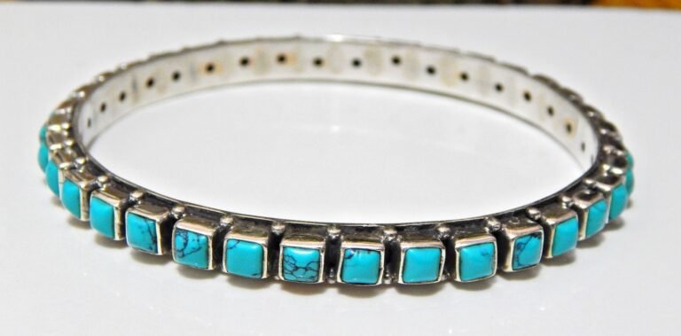 Natural Turquoise Bangle, Silver jewelry,925 Sterling Silver Bangle, Gift, Handmade Bangle, Gemstone Bangle-Size 2-6 B0003-GS