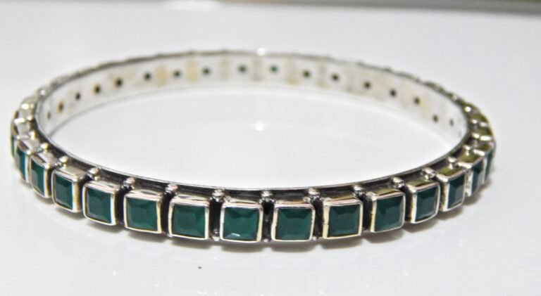 Green Onyx Bangle Kada 925 Sterling Silver Bangle Green Onyx Gemstone Bangle Wedding Kada Gift For Her Kada Jewelry Elegant Bangle Kadas B0008-GS