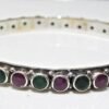 Natural Emerald Ruby, Bangle, Silver jewelry,925 Sterling Silver Bangle, Gift, Handmade Bangle, Gemstone Bangle-Size 2-5 B0009-GS