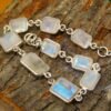 Natural Genuine Moonstone Bracelet 925 Sterling Silver Moonstone Gemstone Bracelet Wedding Jewelry Anniversary Gift For Her BR0001-GS