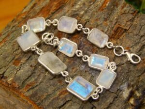 Natural Genuine Moonstone Bracelet 925 Sterling Silver Moonstone Gemstone Bracelet Wedding Jewelry Anniversary Gift For Her BR0001-GS