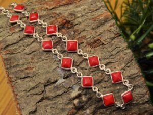 Coral Bracelet , Silver Bracelet 925 Silver Bracelet , Gemstone Bracelet , Wedding Bracelet , Gift For Her , Minimalist Bracelet , Dainty BR0007-GS