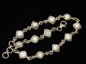Natural Square Shape pearl Bracelet in 925 Sterling Silver Vintage Bracelet Pearl Gemstone Bracelet Anniversary Gift For Her BR0002-GS