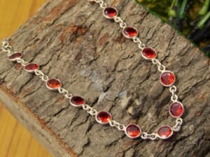 Garnet Bracelet 925 Sterling Silver Bracelet Gemstone Bracelet Dainty Brown Bracelet Wedding Bracelet Gift For Her Minimalist Bracelet BR0005-GS