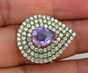 Natural Amethyst Ring 925 Sterling Silver Ring, Vintage Ring, Handmade Ring , Women Ring, gift Item, Silver jewelry Ring, Cut stone Ring R0250-GS